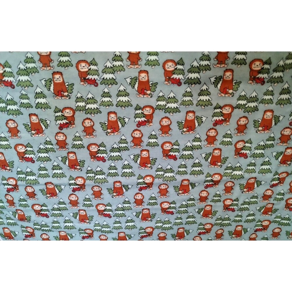 Soft Nursery Flannel Cotton Fabric BTY, Hide and Seek Bigfoot Mythical Print NEW